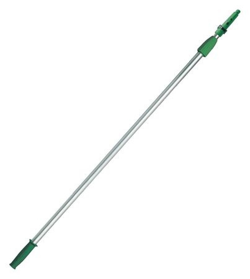 Unger Optiloc Aluminum Extension Pole, 8ft, Two Sections, Green/Silver