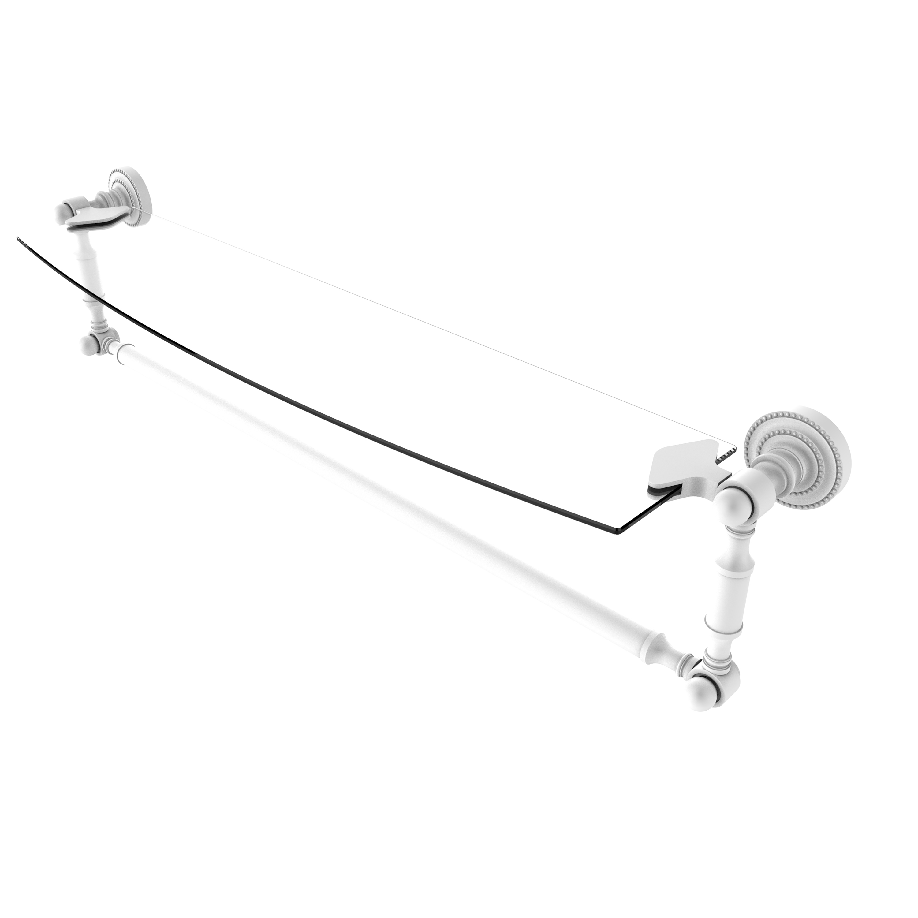 Allied Brass Dottingham 24'' Glass Vanity Shelf with Towel Bar in Matte White - image 1 of 1