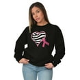 thumbnail image 4 of Zebra Heart Breast Cancer Awareness Women Crewneck Sweatshirt Brisco Brands S, 4 of 6