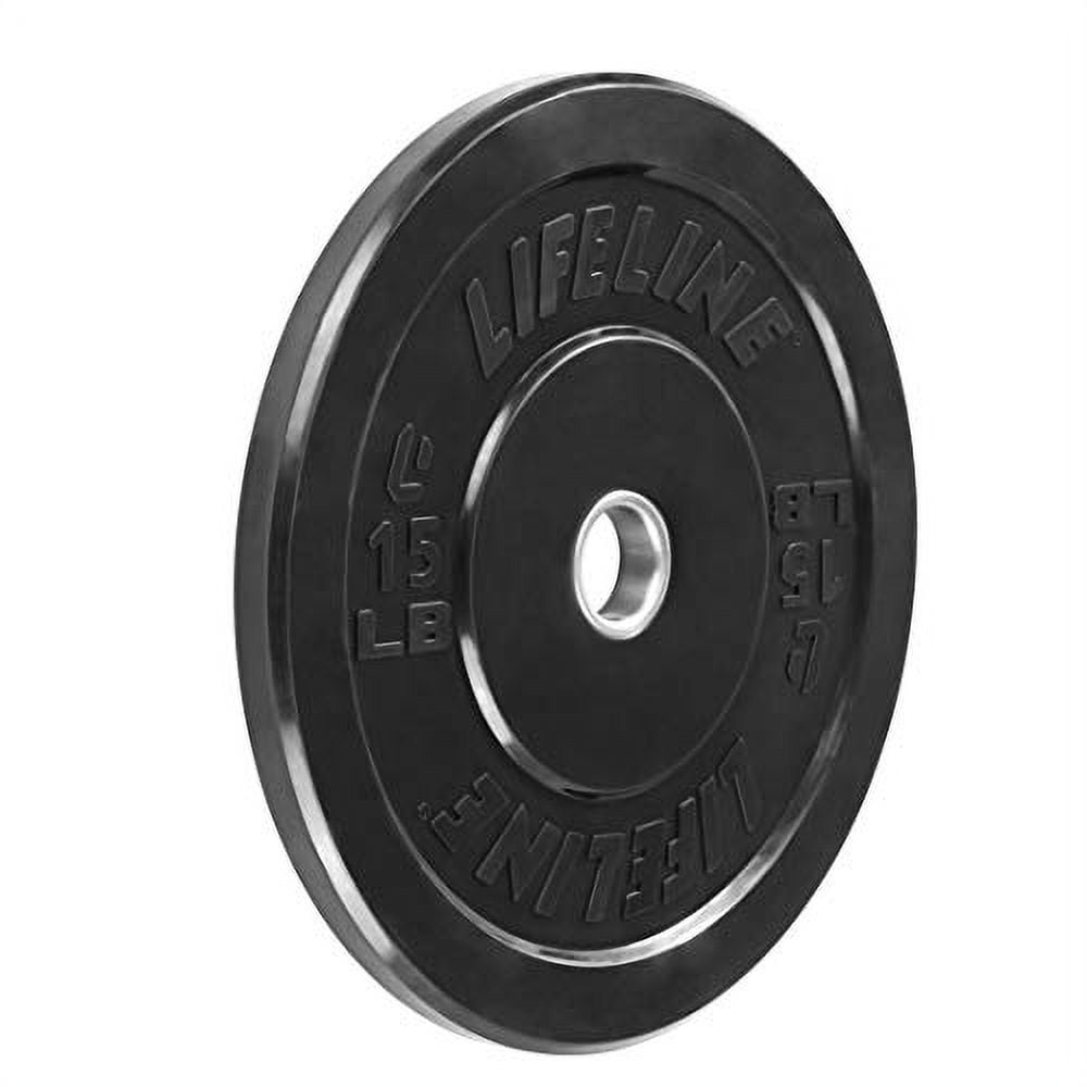 Lifeline 15lb Rubber Bumper Plates-&nbsp; Weight Training, Strength and Conditioning Workouts, Weightlifting and Cross Training