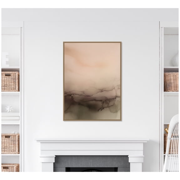 Kate and Laurel Framed Canvas Wall Art Print Dawn No. 3 by Amy Lighthall, 28 x 38 Sylvie Dark Gold Frame, Modern Contemporary, Abstract Art for Wall Decor