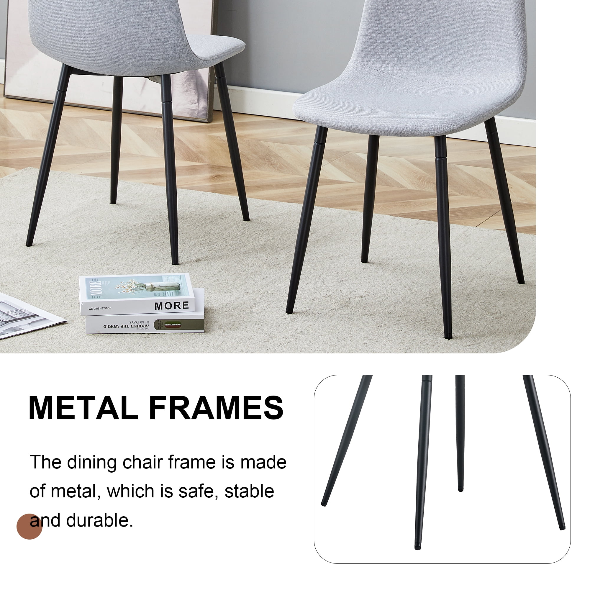 TesNus High Resilience，Dining Chair Set of 4，Fabric，Metal Leg， Cotton ，Comfortable，Seating， Interior，Living Room, Dining Room, Kitchen