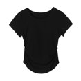 thumbnail image 2 of Fanxing Tops for Women Built in Bra Cozy Scoop Neck Short Sleeve T-Shirts Yoga Workout Tops Black,M, 2 of 6