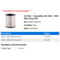 thumbnail image 2 of Air Filter - Compatible with 2004 - 2005 GMC Envoy XUV, 2 of 2