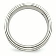 thumbnail image 2 of Edward Mirell Titanium w/Sterling Silver Textured Line Step Edge 7.5mm Band, 2 of 7