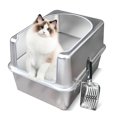 thumbnail image 1 of Caja de arena de acero inoxidable Aothey con tapa de metal y cuchara para gatos, 1 of 7