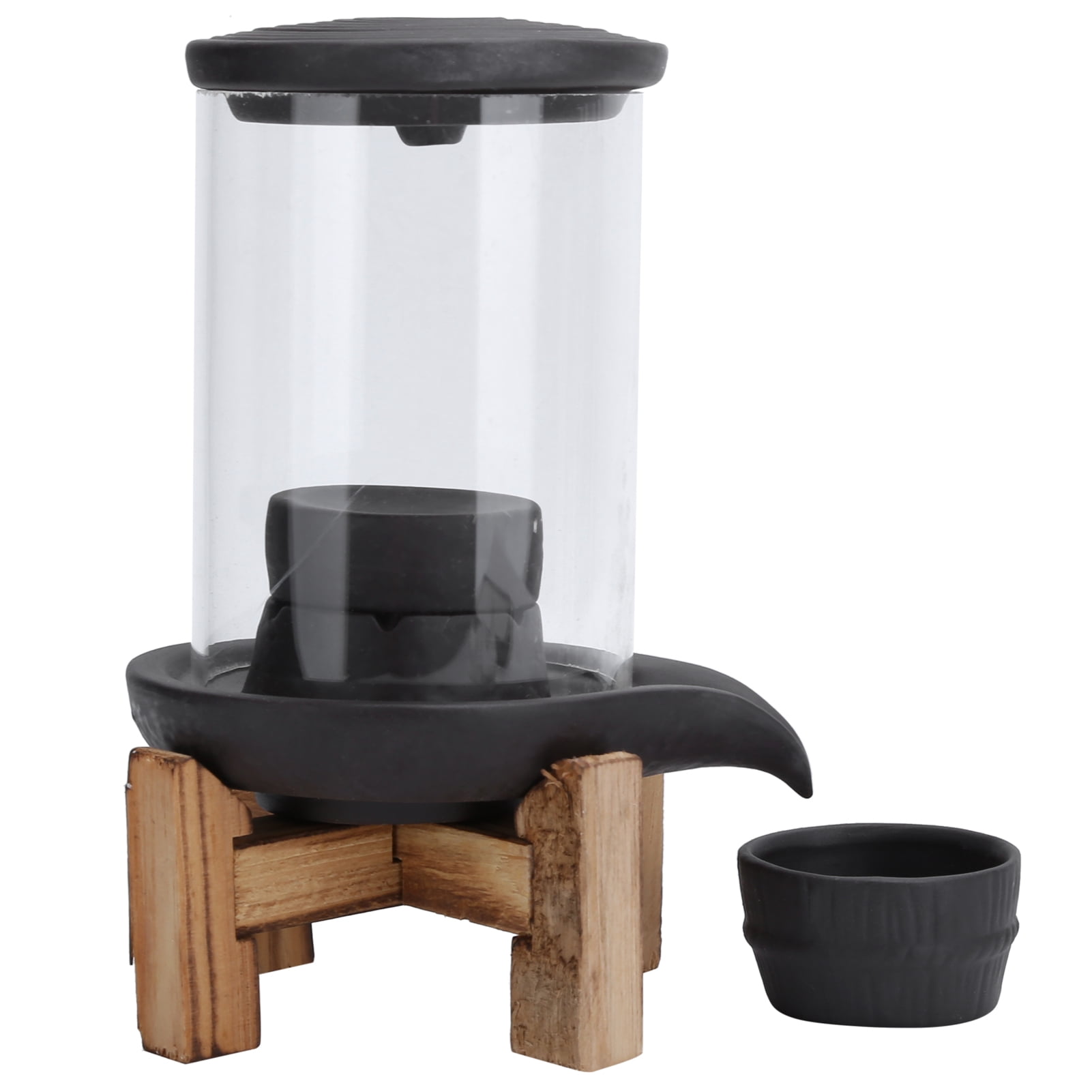 BIMZUC Buddhist Cone Backflow Incense Burner Ceramic Smoke Waterfall Holder For Living Room Decor Feng Shui Decoration, Black, 6.9 inches / 17.5 cm