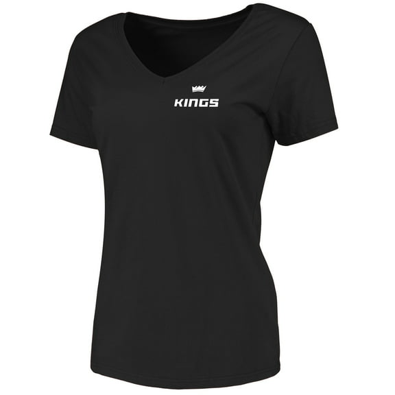 Women's Black Sacramento Kings Logo V-Neck T-Shirt
