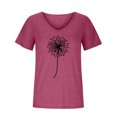 thumbnail image 4 of Zunfeo Blouses for Women Short Sleeve V Neck Slim Casual Junior Tops Comfy Printed Tee Shirts Hot Pink XXL, 4 of 5