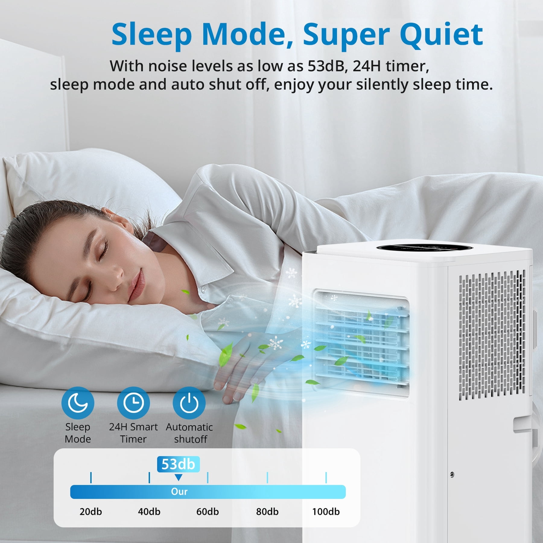 Aoile Portable AC Unit 8000BTU ASHRAE 3-In-1 Portable Air Conditioner Cools Rooms up to 350 Sq.Ft