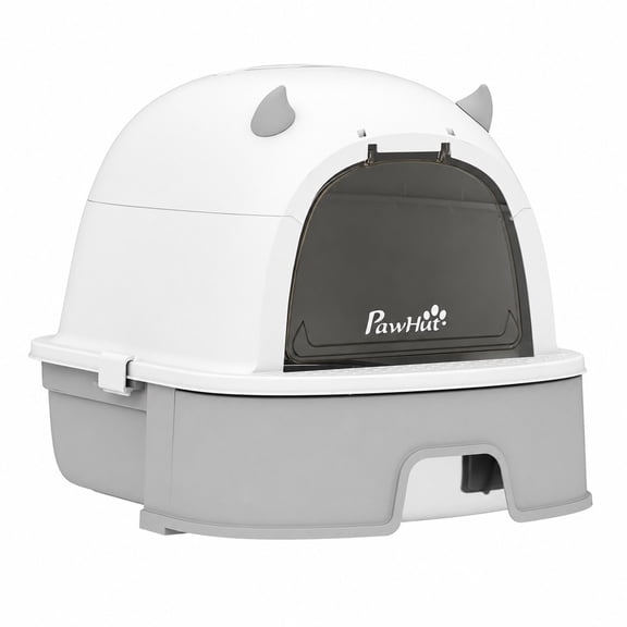 Stainless Steel Cat Litter Box with Slide Out Tray Gray