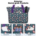 thumbnail image 2 of Tote Bag for Women - Dark Blue Christmas Gnome and Gift Pattern Shoulder Bag - Large Utility Work Duffle Bag with Zipper Handbag for Travel, Work, Sprots, 2 of 5