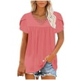 thumbnail image 5 of Summer Tops for Women V Neck T Shirts Criss-Cross Neck Tee Shirts Front Pleated Short Sleeve Tops Ruffle Sleeve T-Shirts Plain Classic Tunic Blouses Going Out Beach Vcation Clothes, 5 of 7
