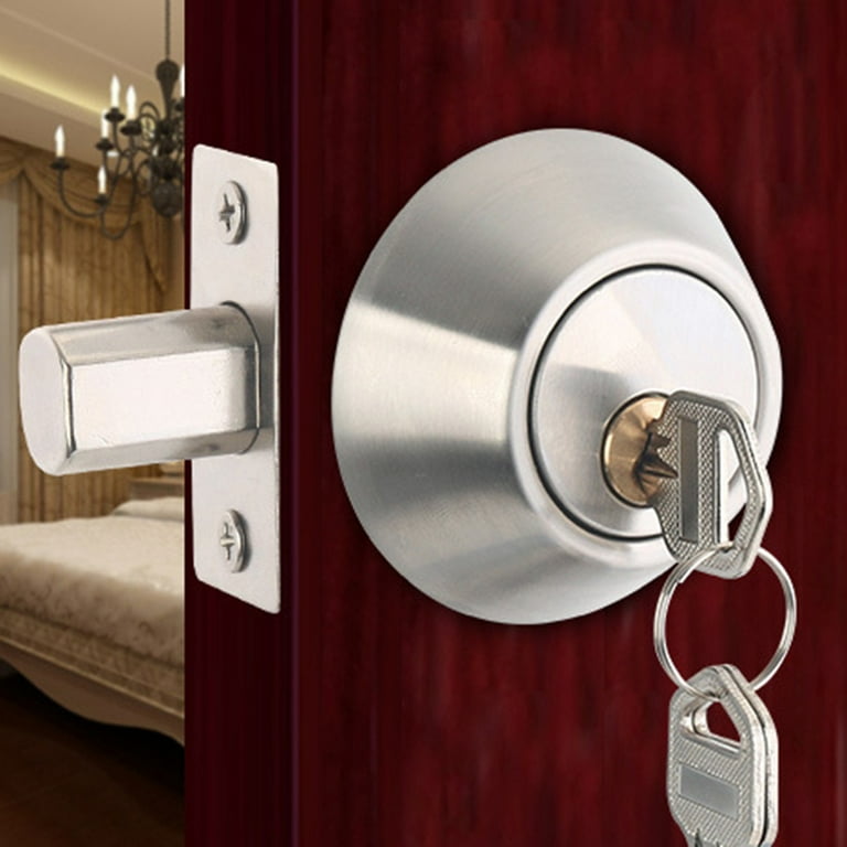 HEVIRGO Round Handle Door Knobs Stainless Steel Entrance Interior Passage  Locks Key Stainless Steel