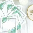 thumbnail image 2 of Efavormart 20 Pack | White And Green Floral Design Dinner Paper Napkins, 2 Ply Beverage Napkins, Disposable Party Supplies - 13"X13", 2 of 5