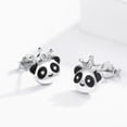 thumbnail image 4 of Cuoka Panda Stud Earrings 925 Sterling Silver Cute Panda with Crown Earrings for Women Mom Wife 18K White Gold Plated Fashion Jewelry Birthday Xmas Gifts for Sensitive Ears, 4 of 8