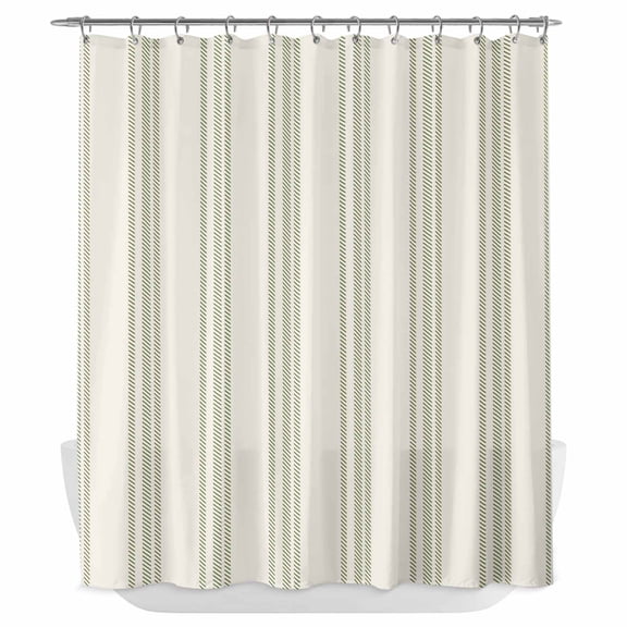 Xipuska Sage Green Striped Shower Curtain - Water Repellent Fabric Shower Curtains Washable, Modern Farmhouse Green Stripes Decorative Polyester Cloth Bathroom Curtains Modern Bath Decor 72"x78"