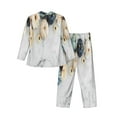 thumbnail image 2 of Kll Pumpkin And White Marble Sleepwear Mens Flannel Pajamas,Long Cotton Pj Set, 2 of 9