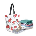 thumbnail image 2 of FORMRS Womens Canvas Tote Bag with Zipper Inner Pocket Shoulder Handbag, Santa Hats Pattern, 2 of 7