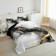 thumbnail image 4 of Black and Gold Full Comforter Set Watercolor Marble Bedding Set Full, Abstract Marbling Bedding Comforter Sets Stone Pattern Duvet Set, Mountain Fluid Foil Print Quilted Comforter, 4 of 6