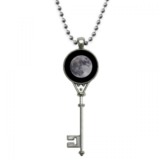 Big Moon oscuro cielo de la noche Colgante Collar Vintage Llavero Plata Joyas Unbranded M