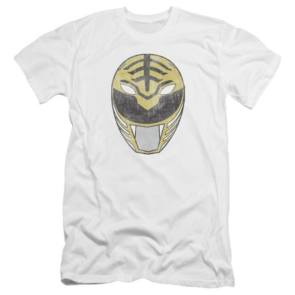 Power Rangers - White Ranger Mask - Premium Slim Fit Short Sleeve Shirt - XX-Large