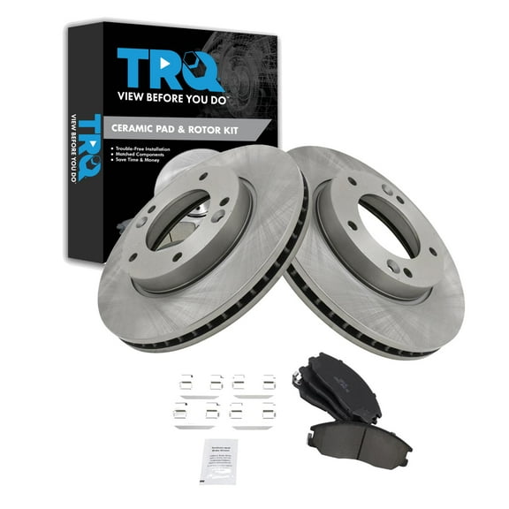 TRQ Front Brake Pad & Rotor Kit Brake Pads Brake Rotor Ceramic Fits Select 2007-2009 Kia Sorento