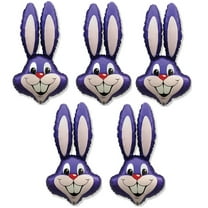 5 Count 37" Bright PURPLE Rabbit Bunny Head Shaped Easter Basket Gift Stuffing Foil Mylar Balloon