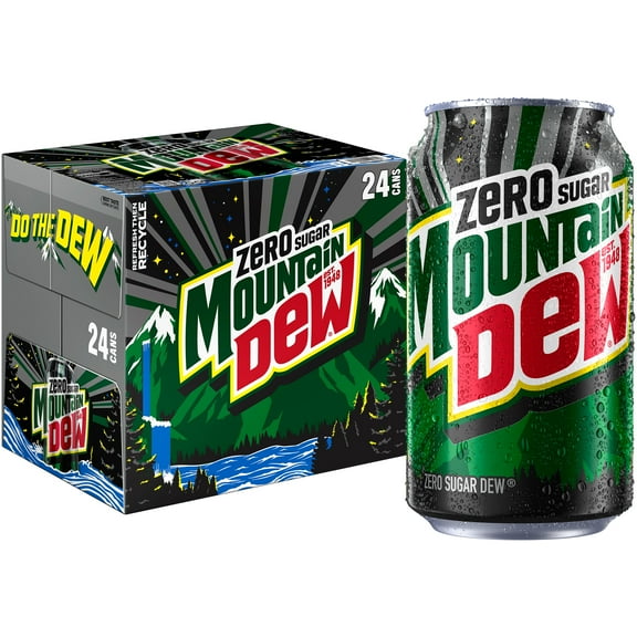Mountain Dew Zero Sugar Citrus Soda Pop, 12 fl oz, 24 Pack Cans
