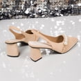 thumbnail image 6 of Purcolt Women's Slingback Kitten Heels Dress Shoes Dressy Pointed Toe with Pearl Chunky Block Mid Heels Sandals for Party Wedding Evening, 6 of 9