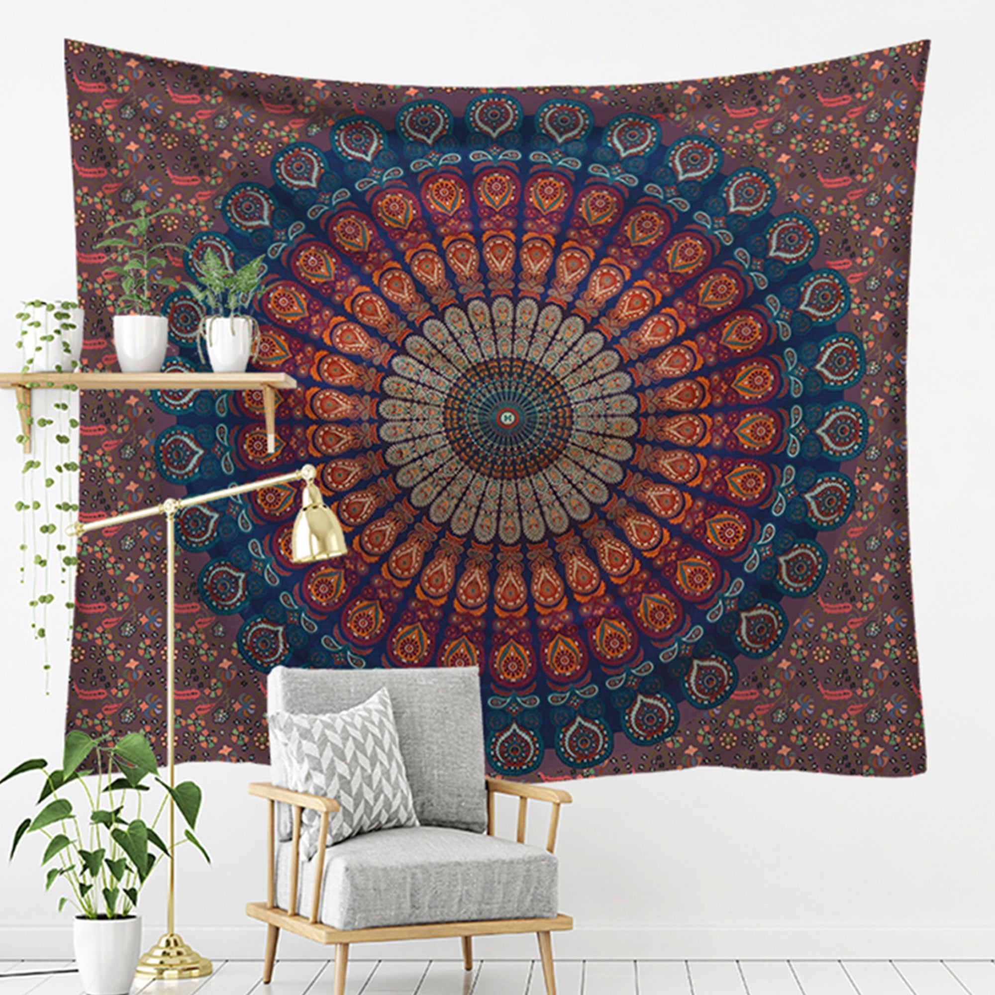 DODOING Indian Tapestry Hippie Bohemian Psychedelic Peacock Mandala