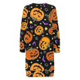 thumbnail image 2 of Women Halloween Print Long Sleeve Lace Up V-neck Mini Dress, 2 of 3