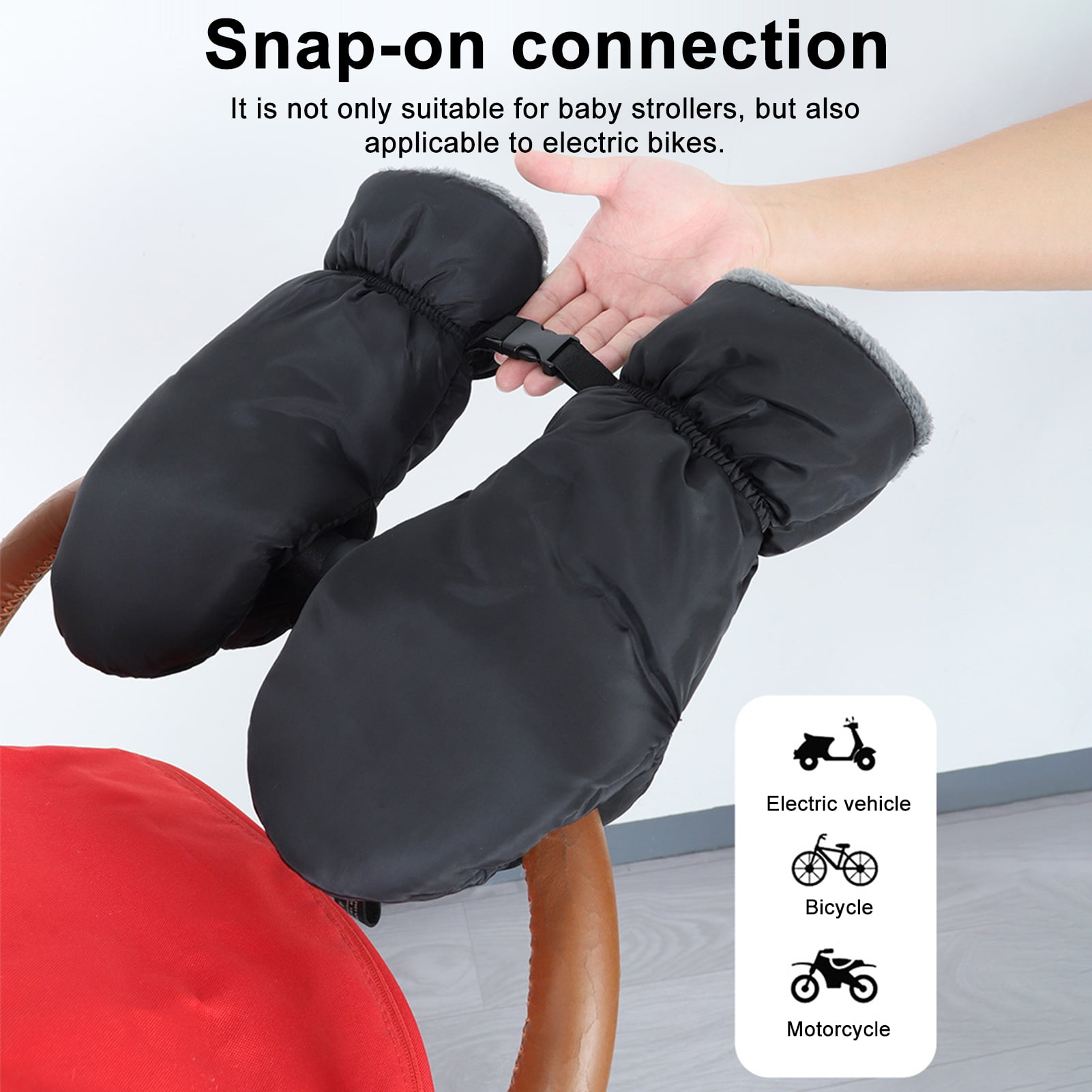 harmtty Infant Stroller Gloves Anti-Freeze Warm Muffs Plush Lined Hand Muffs Waterproof Stroller Mittens for Handlebars Cold Weather Winter Stroller Accessories