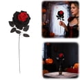 thumbnail image 2 of 1 PC Black and Red Halloween Artificial Rose, Halloween Black Burgundy Artificial Rose, Long Stem Realistic Silk Rose for Gothic Decoration, Dark Dead Rose Bouquet for Centerpiece Arrangement, 2 of 6