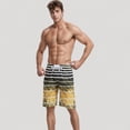 thumbnail image 2 of Men's Striped Swim Trunks with Adjustable Waistband and Lightweight Quick-Dry Fabric for Active Comfort - Large, Yellow, 2 of 7