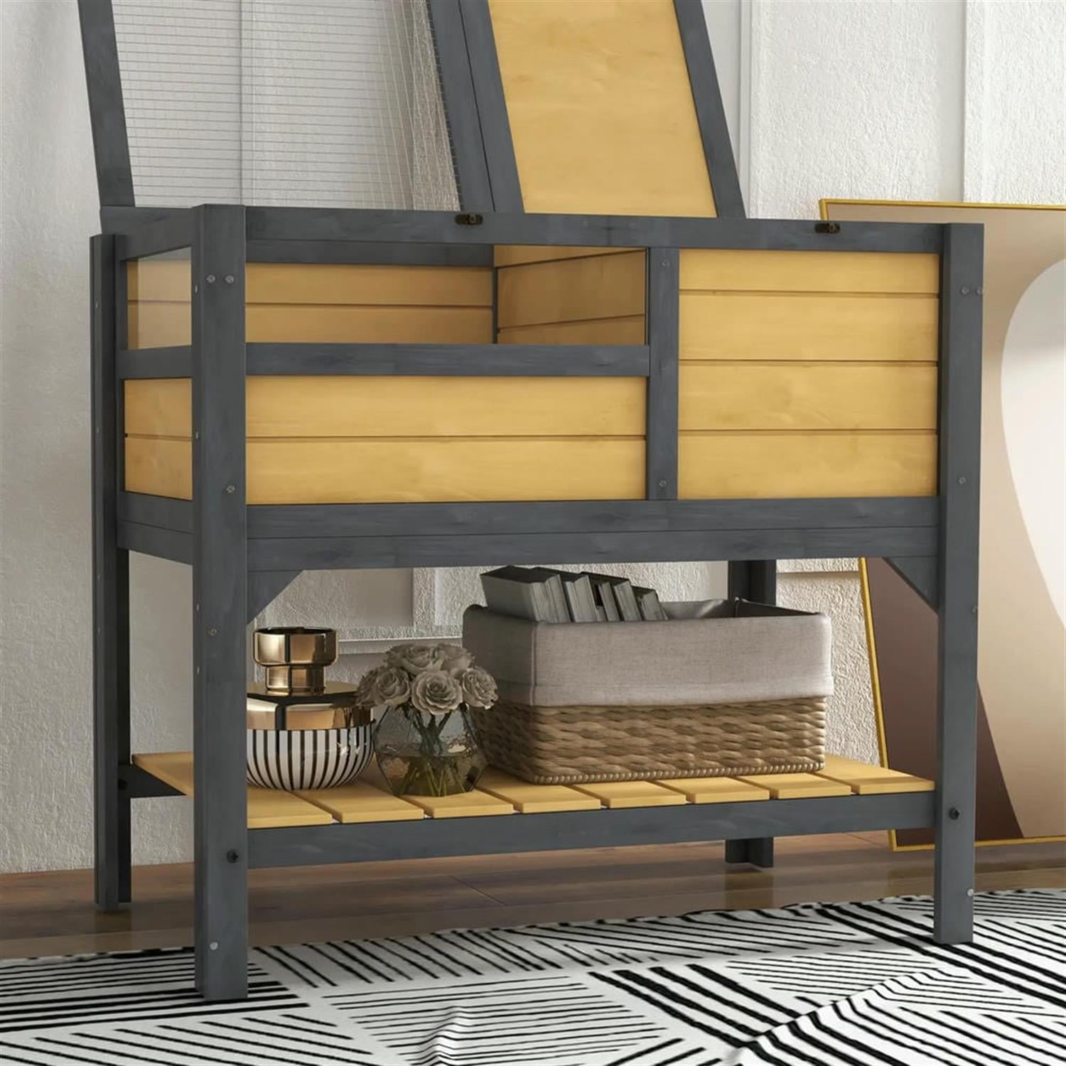 Kadyn 40.5" Wooden Tortoise House with Lamp Holder, Shelf Storage, Reptile Cage Enclosure for Turtles, Lizards, Snakes, Small Animal Habitats, Yellow