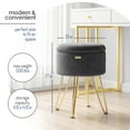 thumbnail image 2 of Hearth & Harbor Round Ottoman with Storage, Luxurious Foot Stool and Chic Vanity Stool with Storage, Elegant Boucle Grey, 2 of 8