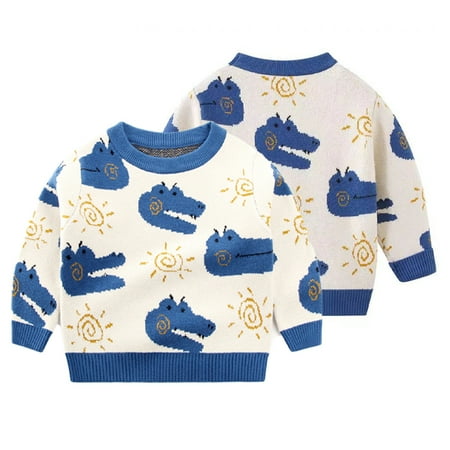 

Godderr Baby Boys Girls Dinosaur Sweater Shirts Long Sleeve Casual Cartoon Pullover Sweater for Kids Toddler 1-7Y
