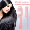 thumbnail image 4 of 2Piezas de cepillo para el cabello Peine de dientes anchos Peine de paja Irfora Peine de corte de pelo, 4 of 5
