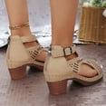 thumbnail image 4 of Modstep Womens Open Toe Sandals Summer Hollow Out Dress Booties Zipper Chunky High Heel Summer Walking Shoes with Arch Support Beige size 9.5, 4 of 7