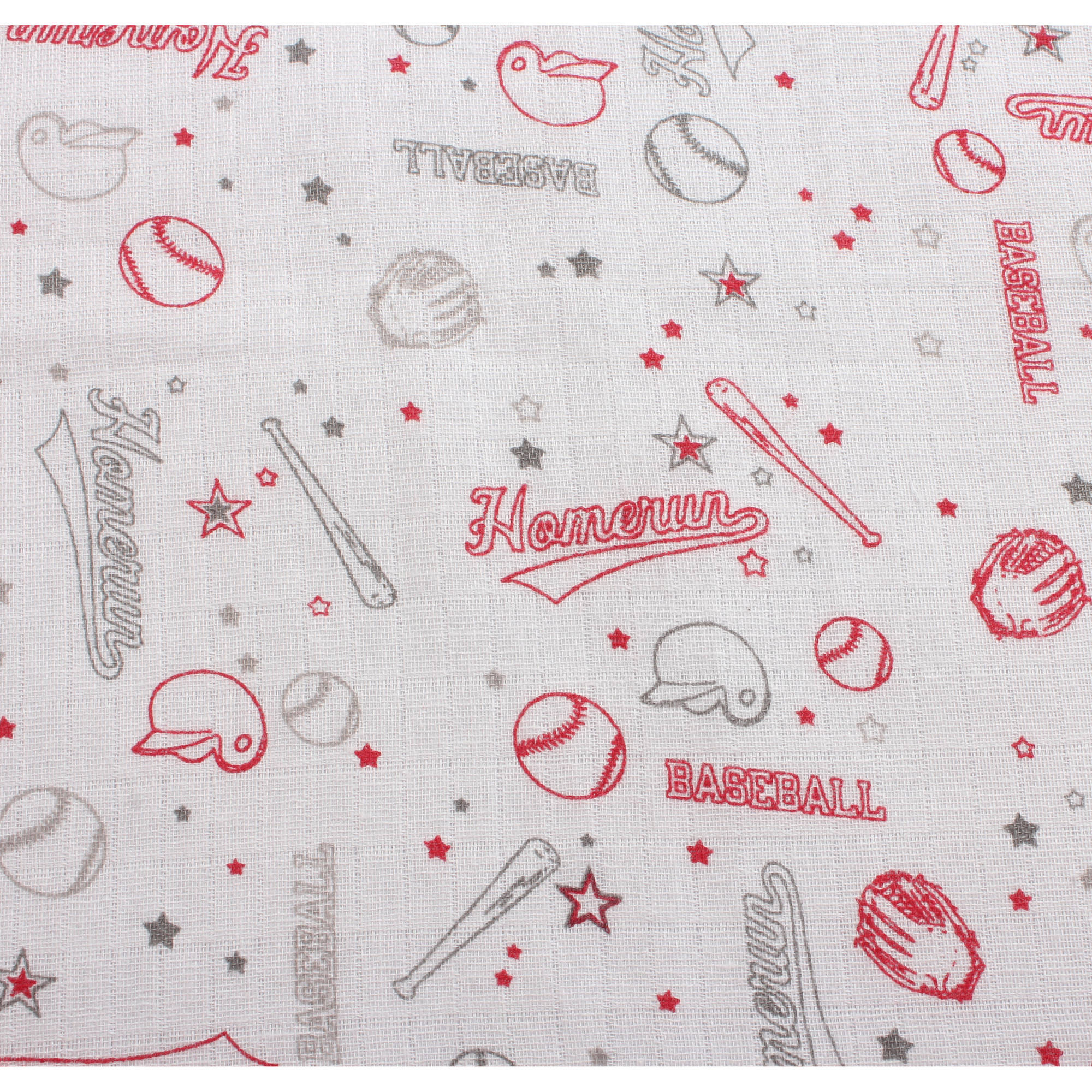 Bacati - Baseball Red/Gray Boys Muslin Quilted Changing Pad Cover