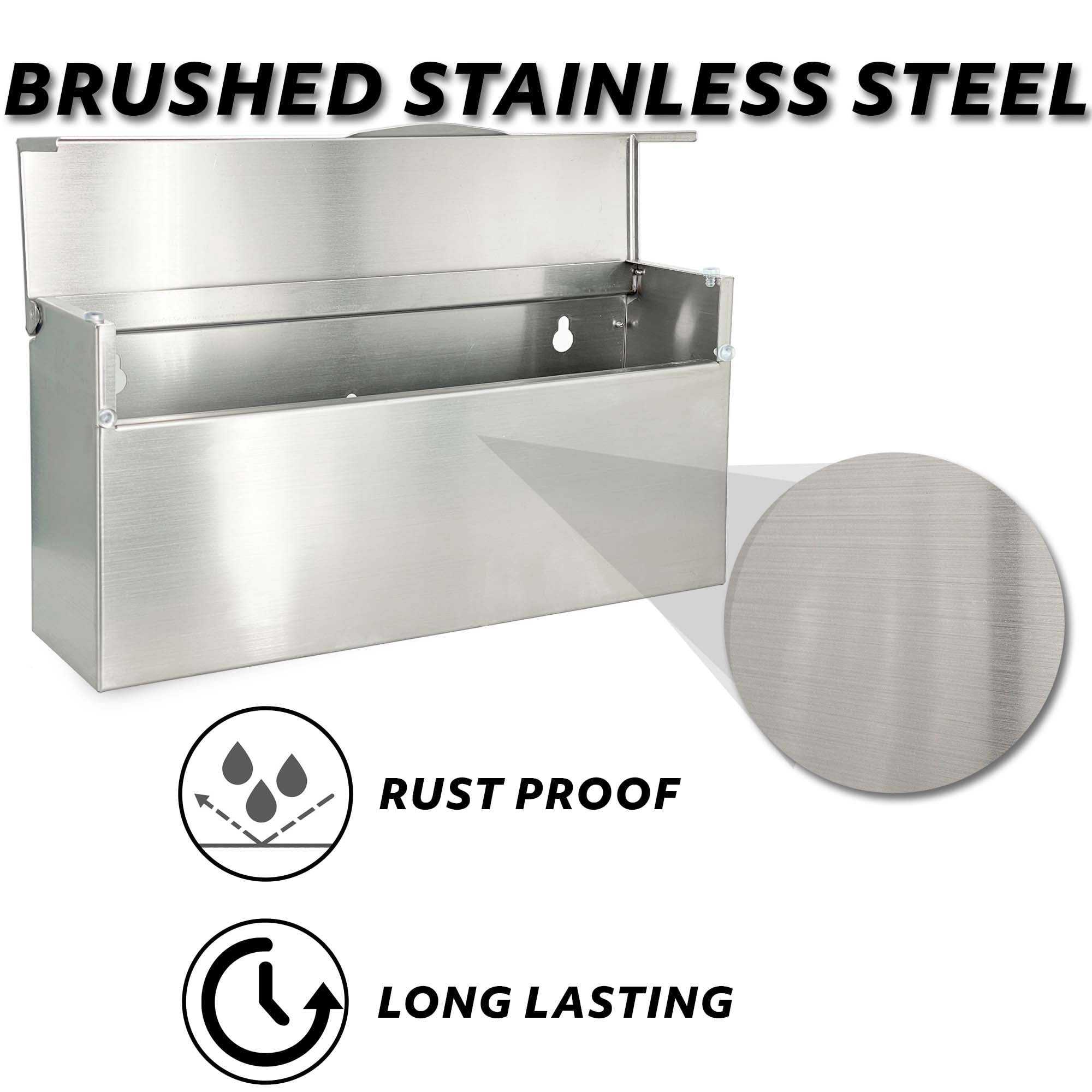 Rainproof Stainless Steel Mailbox for Walls (14.75'' x 3.75'' x 7'')