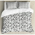 thumbnail image 1 of Trippy Duvet Cover Set, Funny Fish Bone Pattern Abstract Tattoo Style Artistic Modern Print, Decorative Bedding Set with Pillow Shams, Charcoal Grey and White, by Ambesonne, 1 of 3