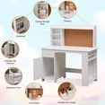 thumbnail image 3 of COZONY Small Kids Study Desk with Storage Shelves and Cork Board, Wooden Learning Table for Children Ages 3-8,White, 3 of 11