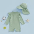 thumbnail image 3 of MEZZALL Children Girls Long Sleeve O-Neck Zip Up One-Pieces Monokini Swimsuit With Sun Hat For Baby Rash guard Adorable Summer Flower Print Beachwear, 3 of 4