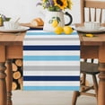 thumbnail image 2 of Burlap Table Runner 90 Inches Long, Blue Gradient Stripes Geometric Non-Slip Kitchen Table Runners for Dining Room Everyday Use Party Table Decorations Minimalistic Line, 2 of 9