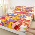 thumbnail image 3 of Homewish Kawaii Rainbow Mushroom Twin Sheet Sets,Cartoon Floral Daisy Twin Fitted Sheet,Orange Plaid Flat Sheet For Girl Teens,Luxury Bedroom Decor,3 Pieces, 3 of 7