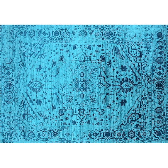 Ahgly Company Indoor Rectangle Oriental Light Blue Industrial Area Rugs, 4' x 6'
