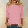 thumbnail image 2 of SwiftWear Valentine's Shirts for Women Three Quarter Length Sleeve Tops Heart Rose Printed Blouse Holiday Casual Tunics Pink, 2 of 5