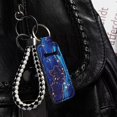 thumbnail image 4 of Renewold Fashion Chapstick Holder Keychain with Durable Ring Blue Marble Stripes Lip Balm Sleeve Reuseable Holder Pouch for Lipstick, Chapstick, Lip Gloss, 4 of 6